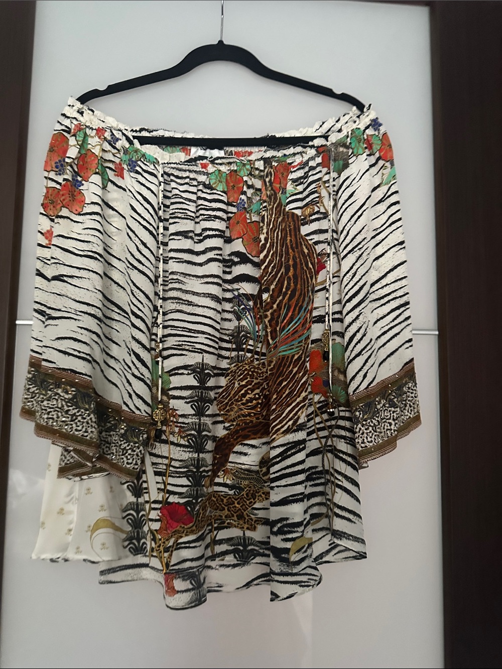 Camilla Multicolor Floral & Animal-Print Off-Shoulder Top